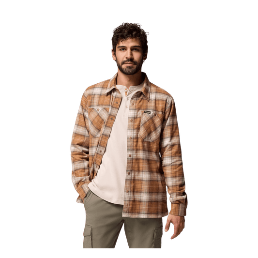 COLUMBIA MEN'S CORNELL WOODS FLEECE LINED SHIRT JACKET - DELTA LUMBERJACK - FRONT VIEW