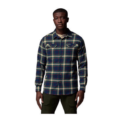 COLUMBIA MEN'S FLARE GUN STRETCH FLANNEL SHIRT - COLLEGIATE NAVY - FRONT VIEW