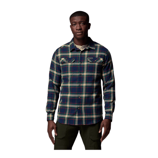 COLUMBIA MEN'S FLARE GUN STRETCH FLANNEL SHIRT - COLLEGIATE NAVY - FRONT VIEW