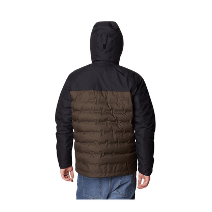 COLUMBIA MEN'S GRAND TREK II DOWN HOODED JACKET - CORDOVAN - BACK VIEW