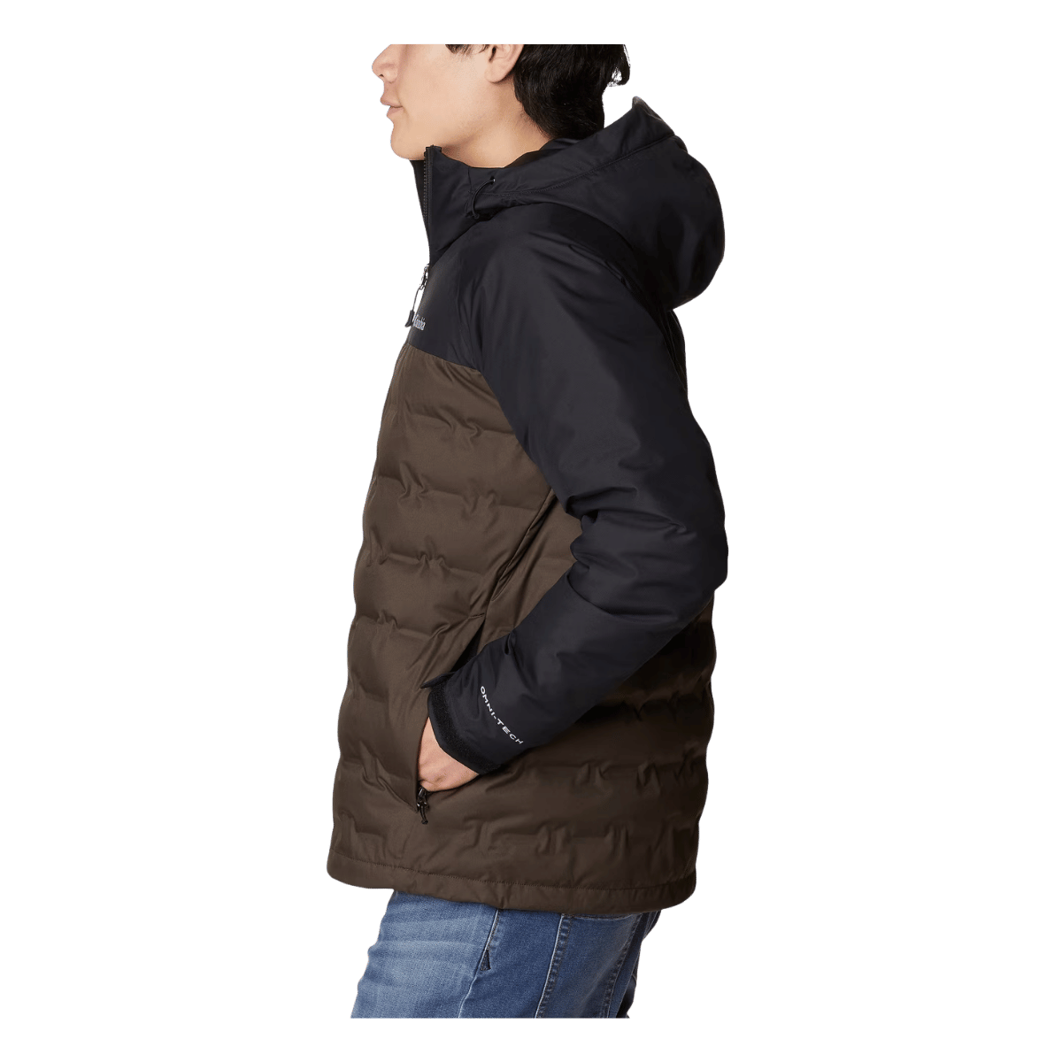 COLUMBIA MEN'S GRAND TREK II DOWN HOODED JACKET - CORDOVAN - SIDE VIEW