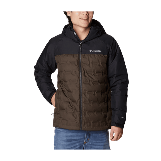COLUMBIA MEN'S GRAND TREK II DOWN HOODED JACKET - CORDOVAN - FRONT VIEW