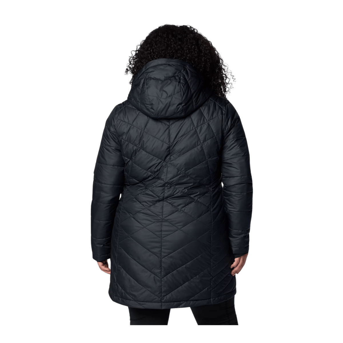 COLUMBIA WOMEN'S HEAVENLY LONG HOODED JACKET - PLUS SIZE - BLACK - BACK VIEW