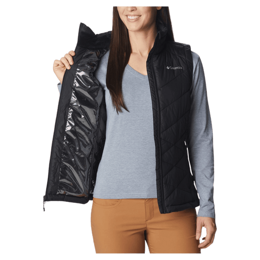 COLUMBIA WOMEN'S HEAVENLY COLLEGIATE VEST - BLACK - FRONT INNER VIEW
