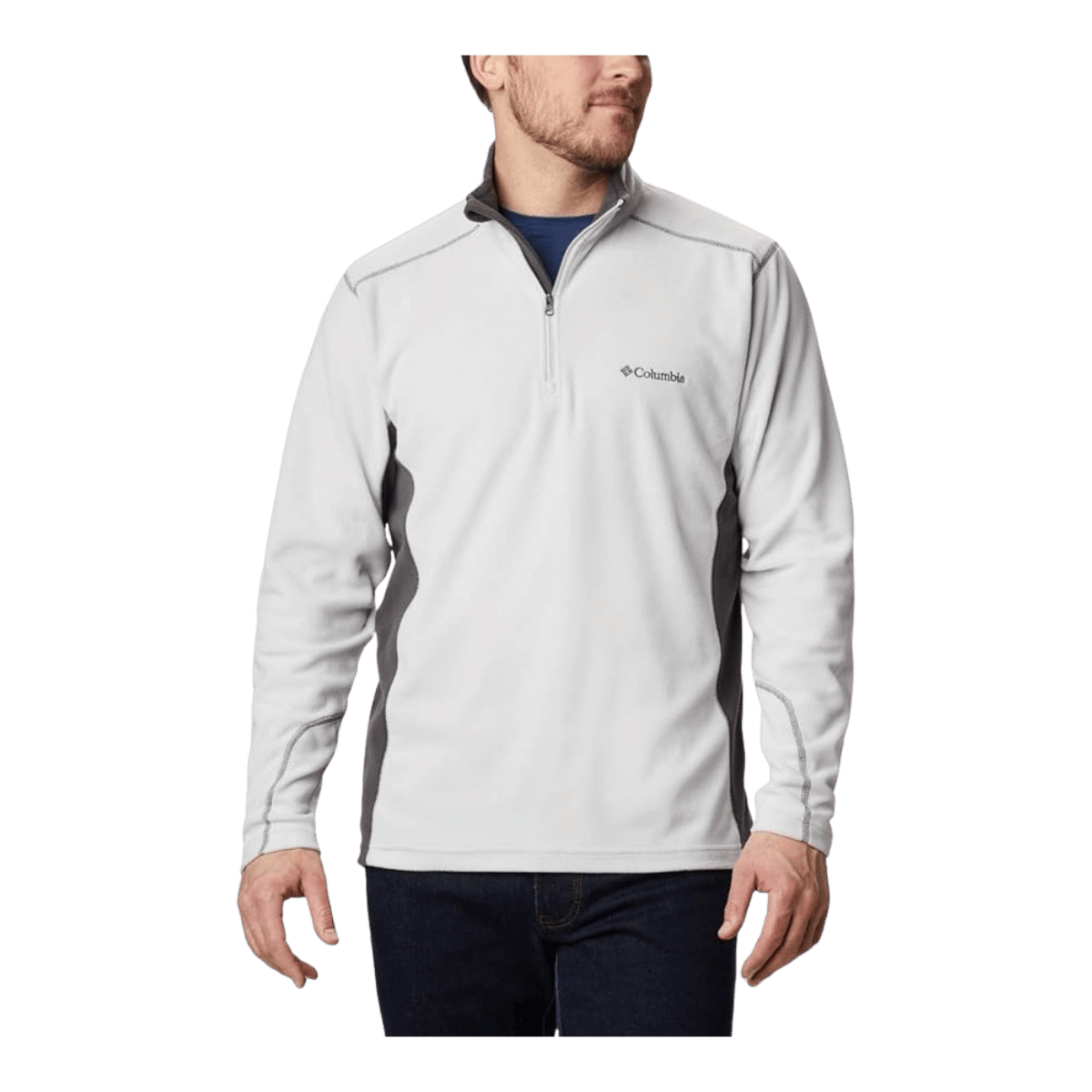 COLUMBIA MEN'S KLAMATH RANGE II HALF ZIP NIMBUS GREY-FRONT VIEW