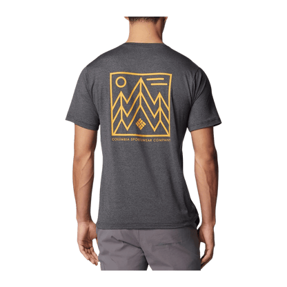 COLUMBIA KWICK HIKE BACK GRAPHIC SHORT SLEEVE TEE -BLACK HEATHER - BACK VIEW