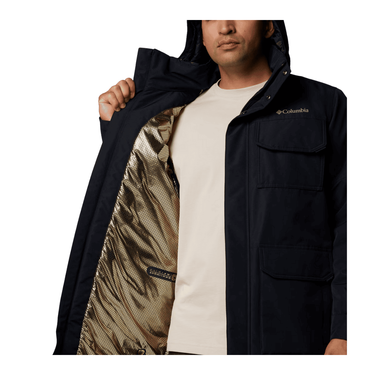 COLUMBIA MEN'S LANDROAMER II PARKA - BLACK - INNER VIEW