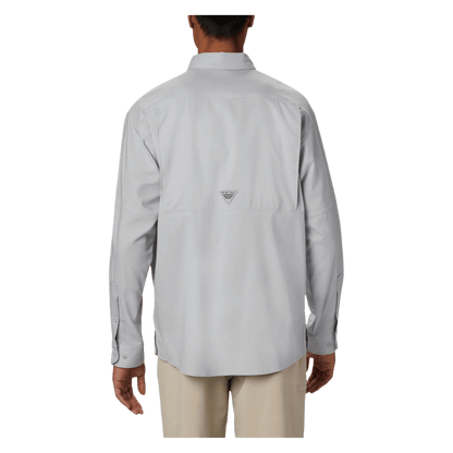 COLUMBIA LOW DRAG OFFSHORE LONG SLEEVE SHIRT - COOL GREY/WHITE - BACK VIEW
