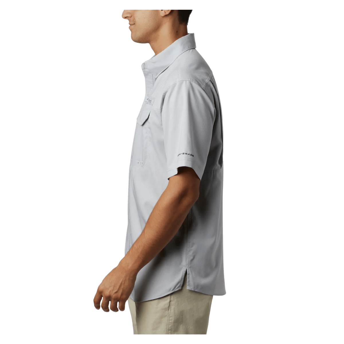 COLUMBIA LOW DRAG OFFSHORE SS SHIRT - COOL GREY - SIDE VIEW