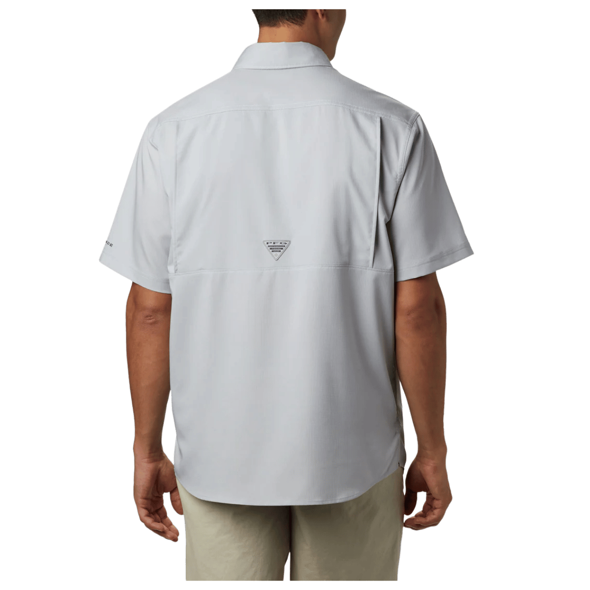 COLUMBIA LOW DRAG OFFSHORE SS SHIRT - COOL GREY - BACK VIEW