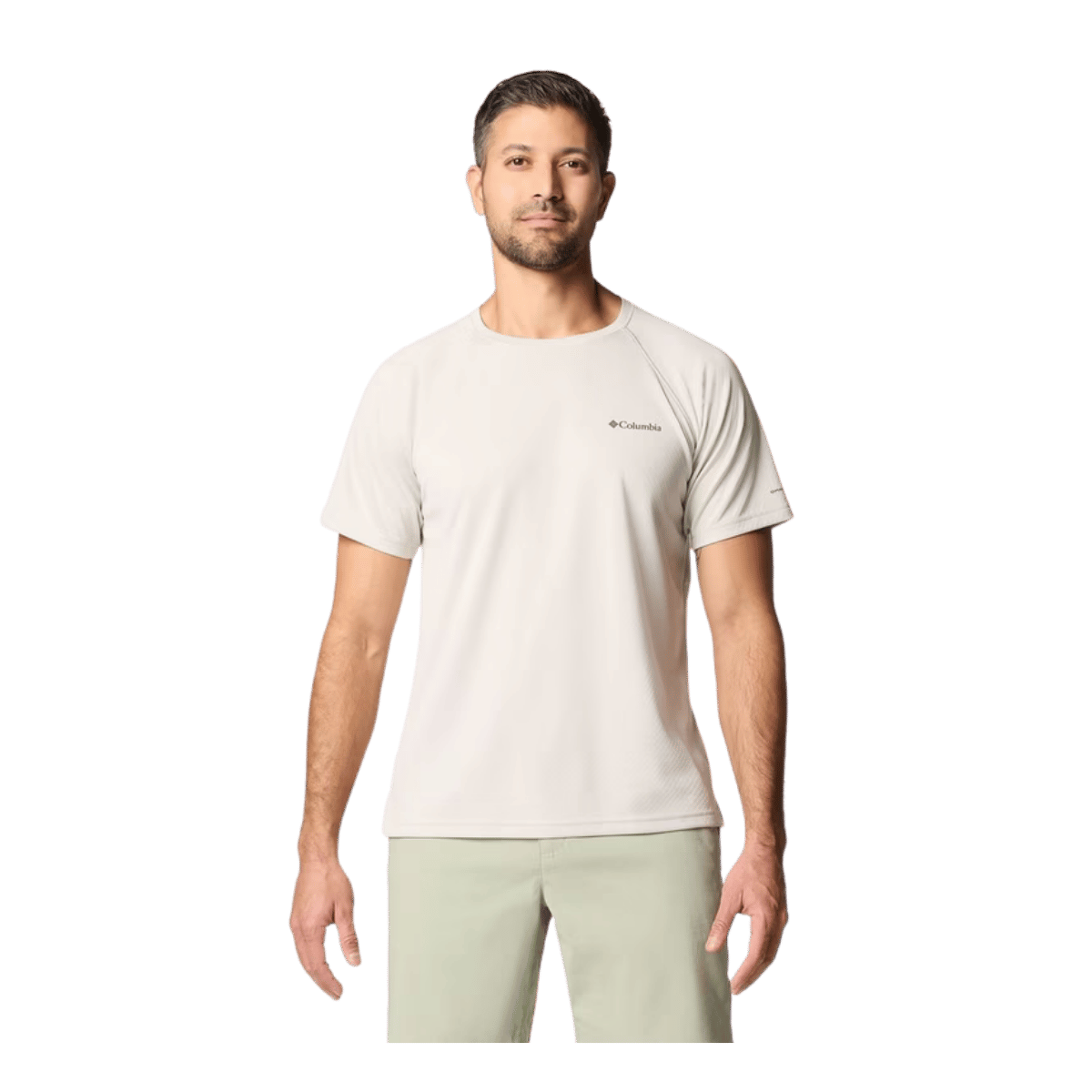 COLUMBIA MEN'S ALPINE CHILL PRO SHORT SLEEVE CREW SHIRT - DARK STONE - FRONT VIEW