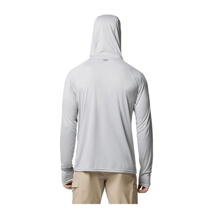 COLUMBIA MEN'S PFG SOLAR STREAM ELITE II HOODIE - COOL GREY - BACK VIEW