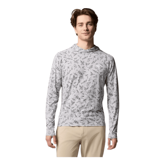 COLUMBIA PFG UNCHARTED HOODIE - COOL GREY HUNTFISH - FRONT VIEW