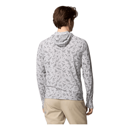 COLUMBIA PFG UNCHARTED HOODIE - COOL GREY HUNTFISH - BACK VIEW