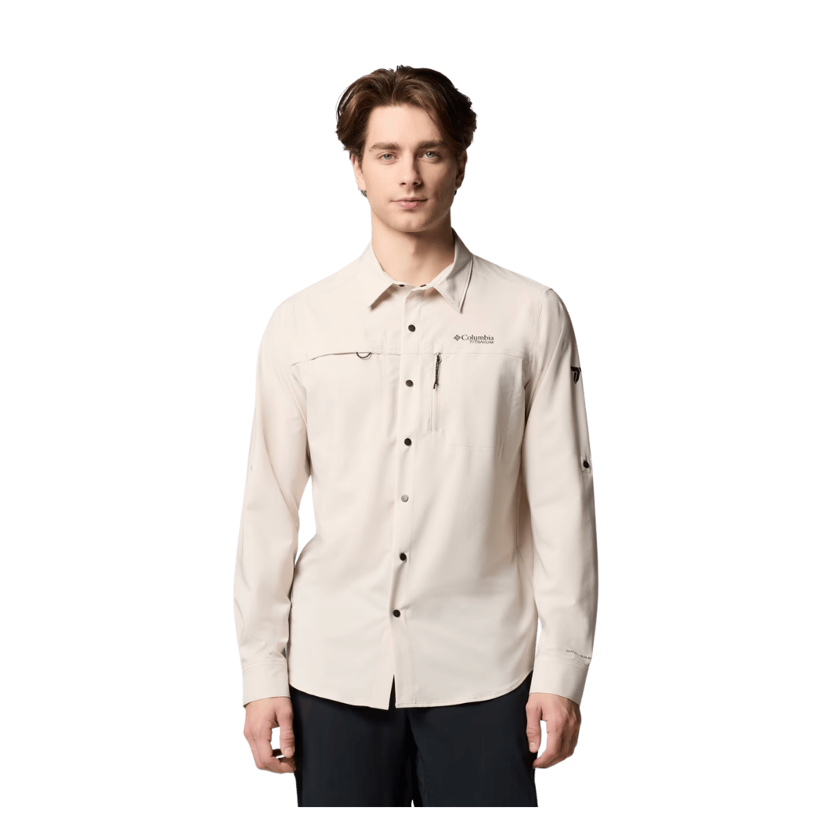 COLUMBIA MEN'S SUMMIT VALLEY WOVEN LONG SLEEVE SHIRT - DARK STONE - FRONT VIEW