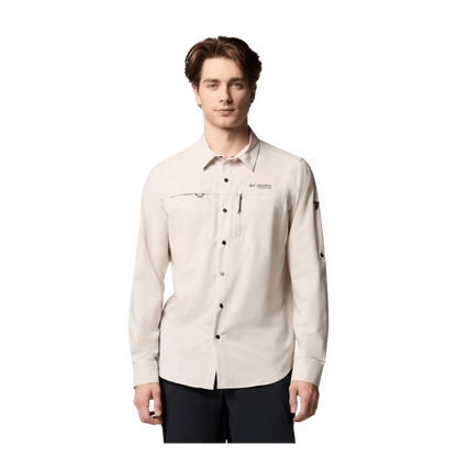 COLUMBIA MEN'S SUMMIT VALLEY WOVEN LONG SLEEVE SHIRT - DARK STONE - FRONT VIEW