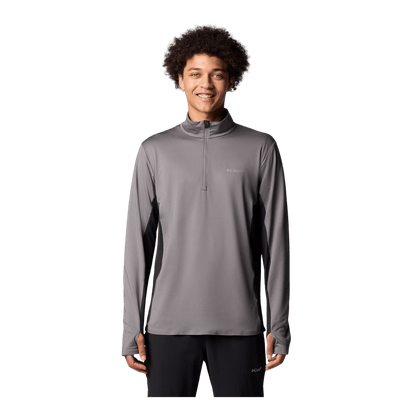 COLUMBIA MEN'S THREE PITCH HALF ZIP SHIRT - CITY GREY/BLACK - FRONT VIEW