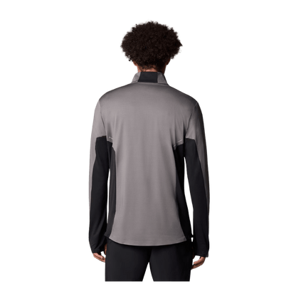 COLUMBIA MEN'S THREE PITCH HALF ZIP SHIRT - CITY GREY/BLACK - BACK VIEW