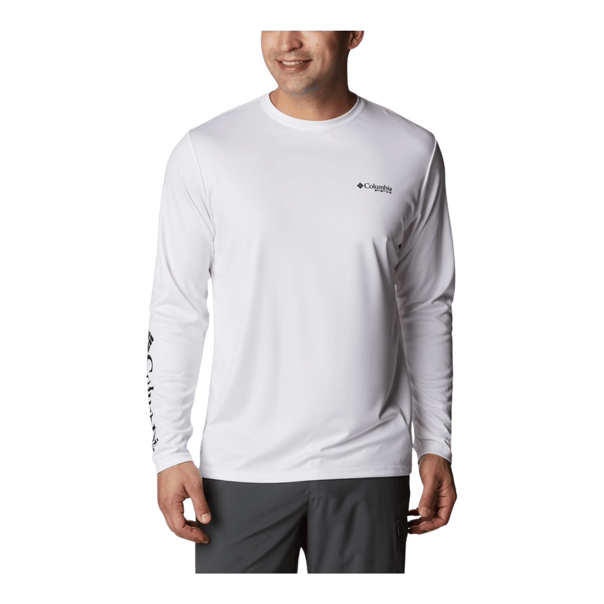 COLUMBIA MEN'S TERMINAL TACKLE PFG STATETRIOT LONG SLEEVE - WHITE - FRONT VIEW