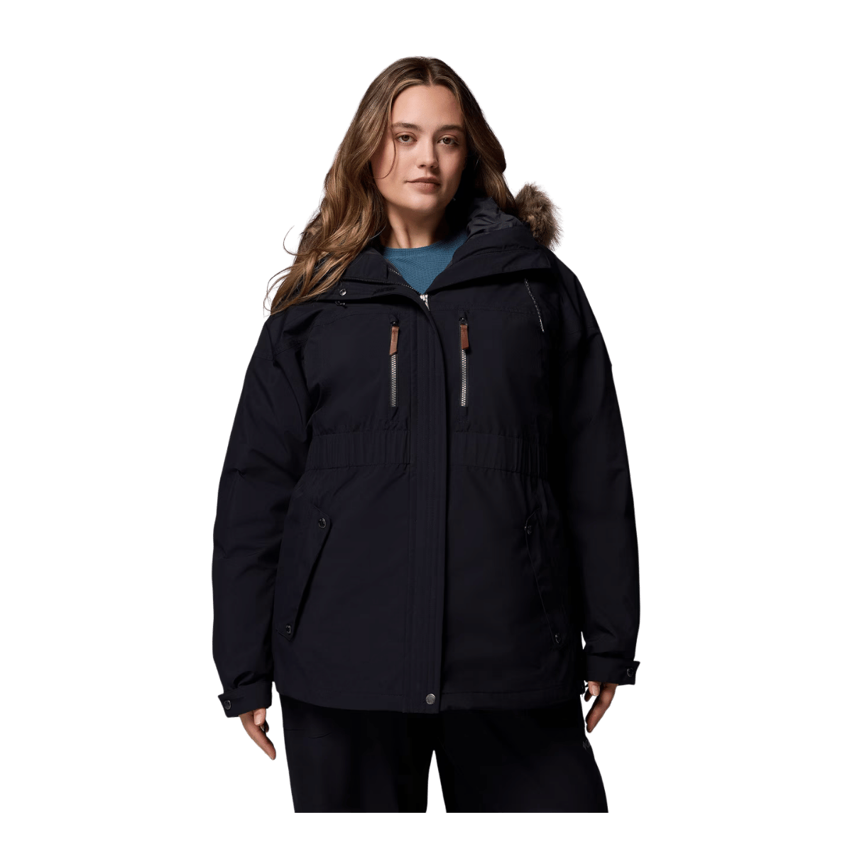 COLUMBIA WOMEN'S PAYTON PASS II INTERCHANGE JACKET - PLUS SIZE - BLACK - FRONT VIEW