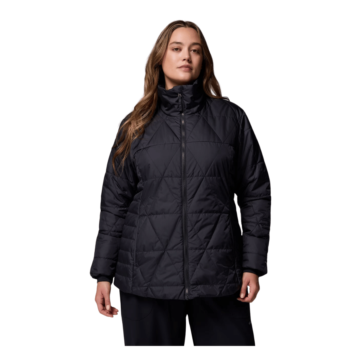 COLUMBIA WOMEN'S PAYTON PASS II INTERCHANGE JACKET - PLUS SIZE - BLACK - FRON INNER JACKET VIEW