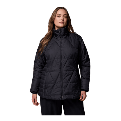 COLUMBIA WOMEN'S PAYTON PASS II INTERCHANGE JACKET - PLUS SIZE - BLACK - FRON INNER JACKET VIEW