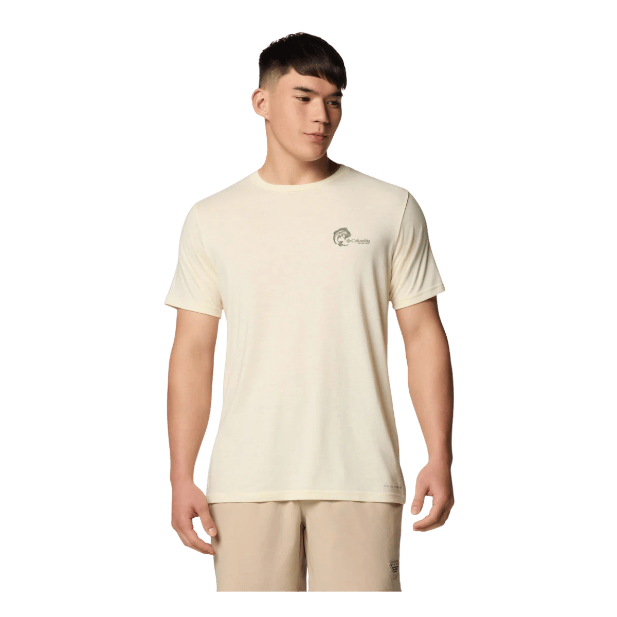 COLUMBIA MEN'S PFG DORADO TACO SHORT SLEEVE T-SHIRT - LEMON WASH - FRONT VIEW