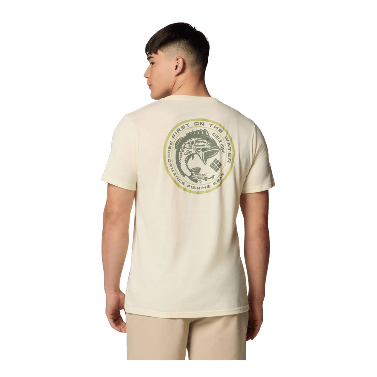 COLUMBIA MEN'S PFG DORADO TACO SHORT SLEEVE T-SHIRT - LEMON WASH - BACK VIEW