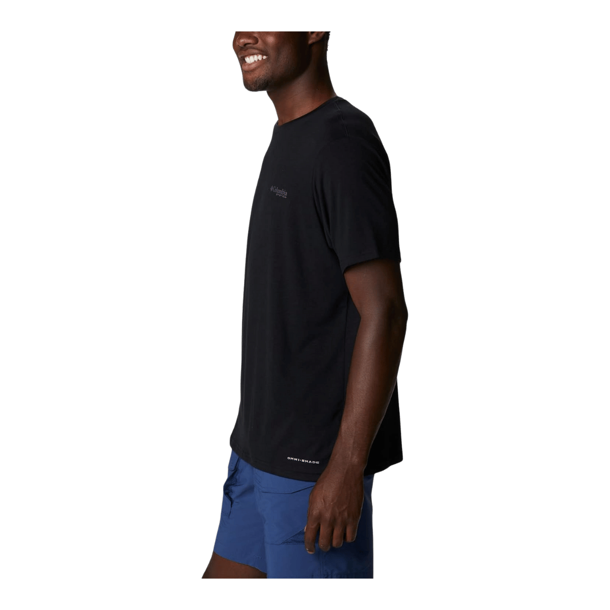 COLUMBIA PFG FISH FLAG TECH TEE SHORT SLEEVE SHIRT - BLACK - SIDE VIEW
