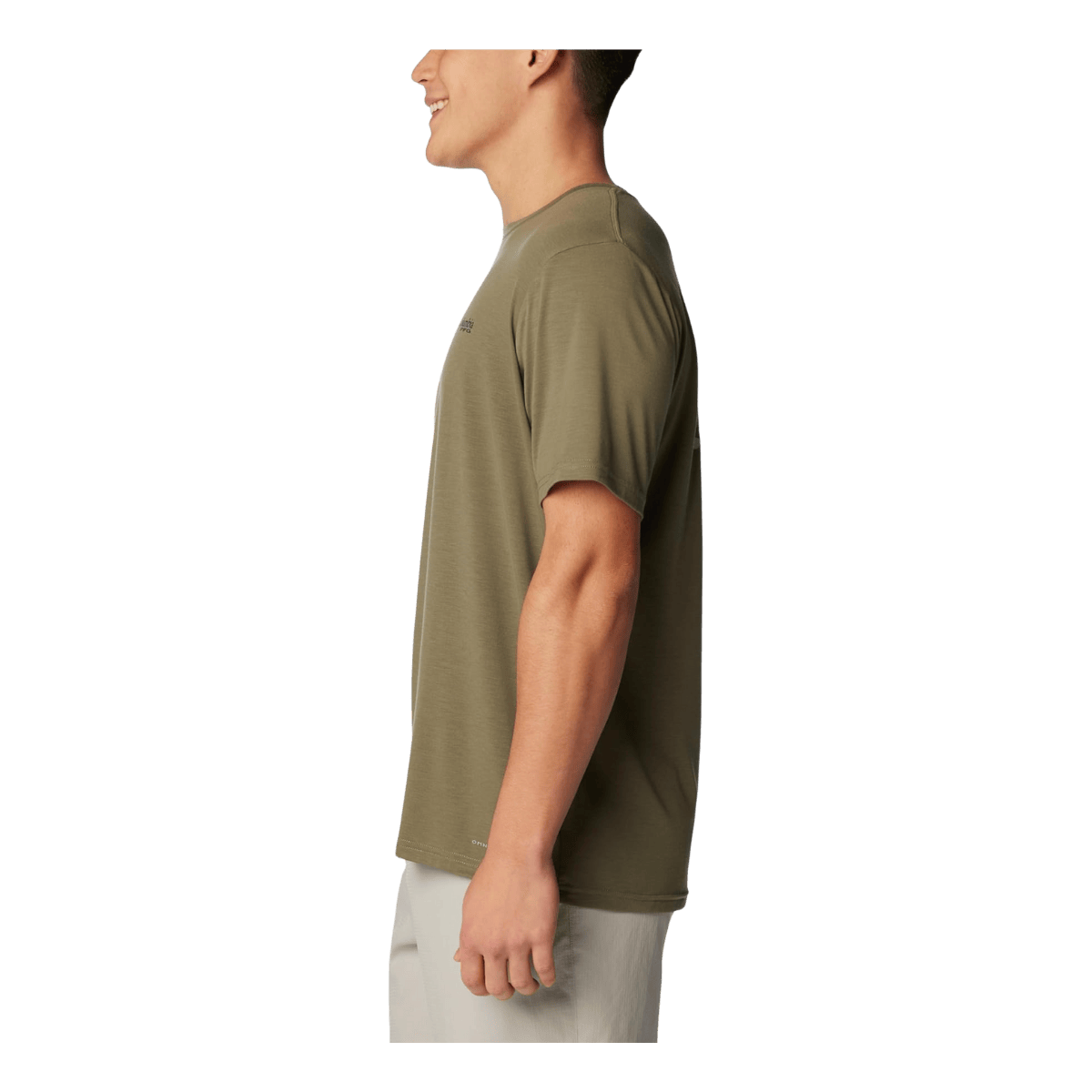 COLUMBIA PFG FISH FLAG TECH TEE SHORT SLEEVE SHIRT - CYPRESS - SIDE VIEW