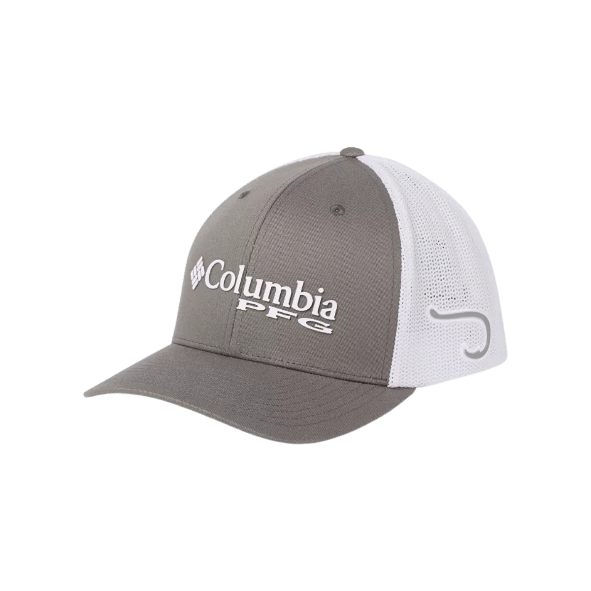 COLUMBIA PFG LOGO MESH BALL CAP HIGH - TITANIUM/HOOK - FRONT VIEW