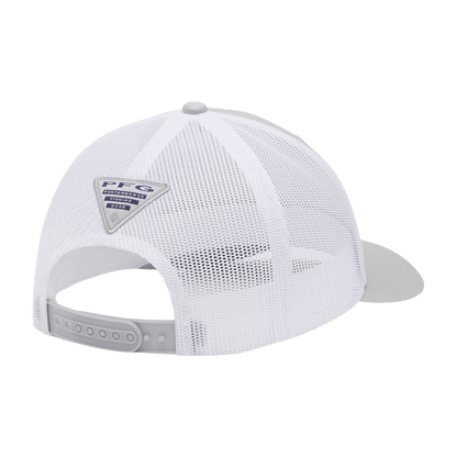 COLUMBIA PFG MESH SNAPBACK FISH FLAG CAP - ONE SIZE - COOL GREY - BACK VIEW
