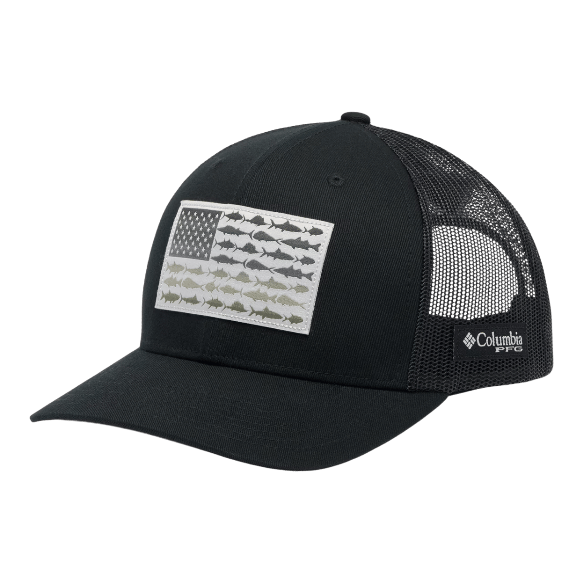 COLUMBIA PFG FISH FLAG MESH SNAP BACK - BLK/BLK - ONE SIZE - FRONT VIEW