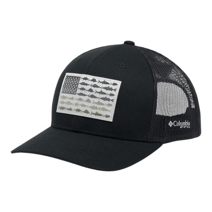 COLUMBIA PFG FISH FLAG MESH SNAP BACK - BLK/BLK - ONE SIZE - FRONT VIEW