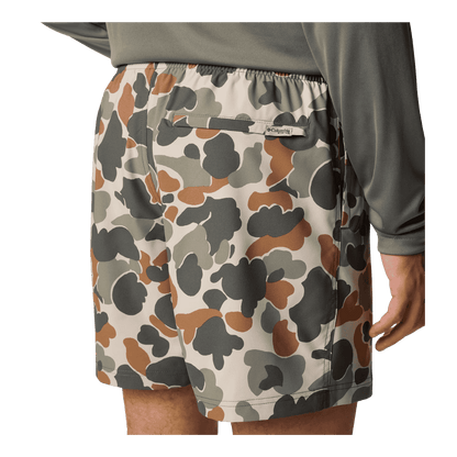 COLUMBIA PFG RAMBLER PRINT WATER SHORTS 8" - FOSSIL DELTAHUNTER - BACK VIEW