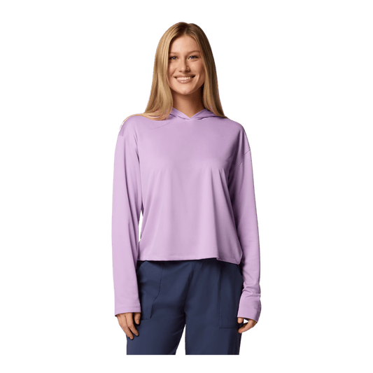 COLUMBIA WOMEN'S PFG SOLAR STREAM HOODIE - HYDRANGEA - FRONT VIEW