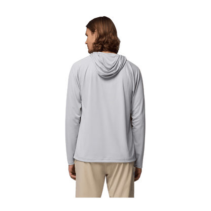 COLUMBIA MEN'S PFG SOLAR STREAM HOODIE SHIRT - COOL GREY - BACK VIEW
