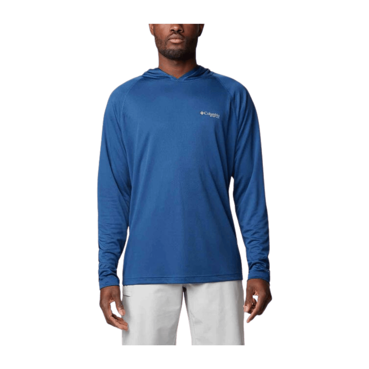 COLUMBIA MEN'S PFG SOLAR STREAM HOODIE SHIRT - CARBON - FRONT VIEW