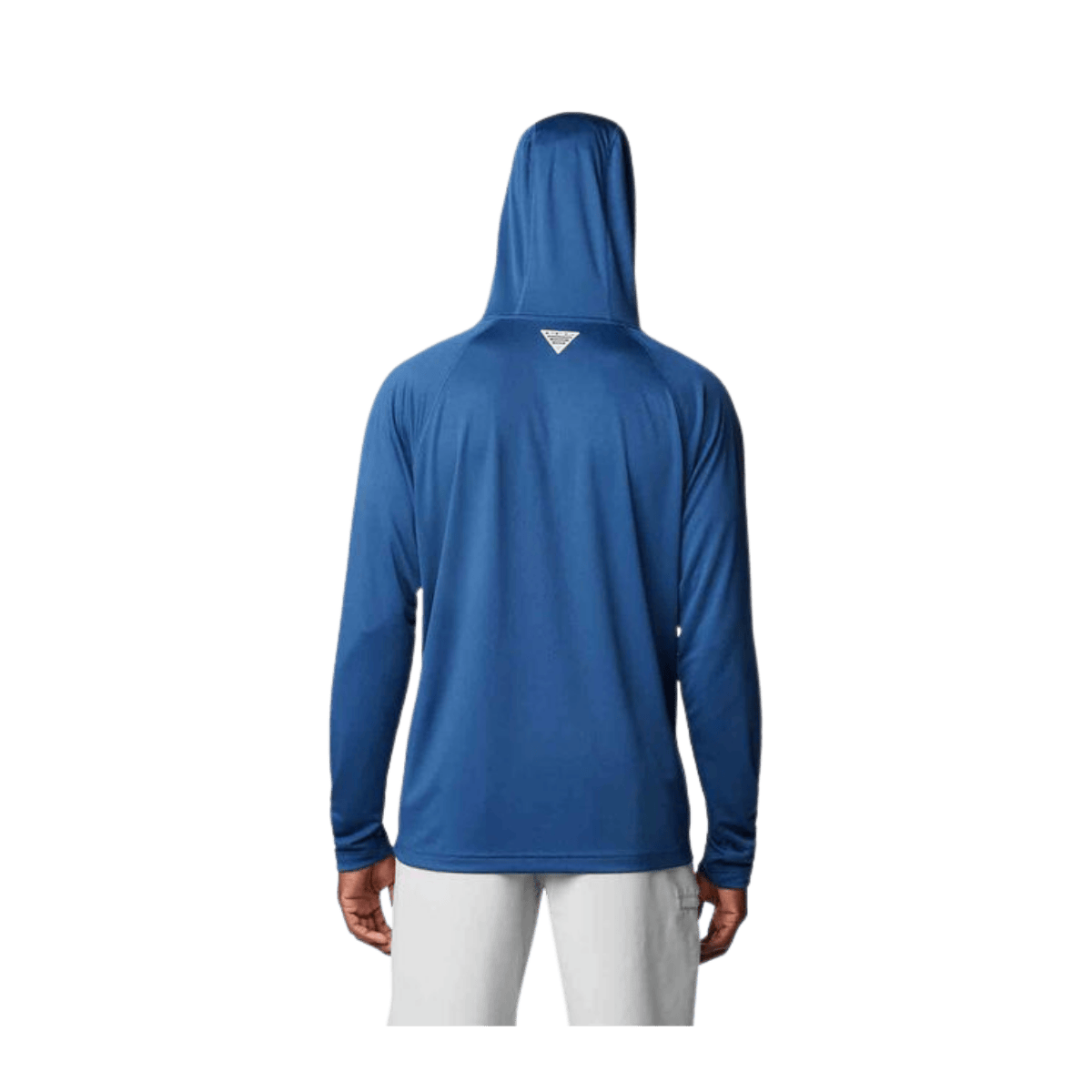 COLUMBIA MEN'S PFG SOLAR STREAM HOODIE SHIRT - CARBON - BACK VIEW