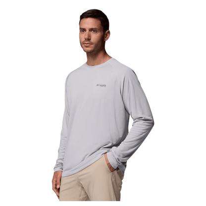 COLUMBIA PFG SOLAR STREAM LONG SLEEVE SHIRT - COOL GREY - FRONT VIEW