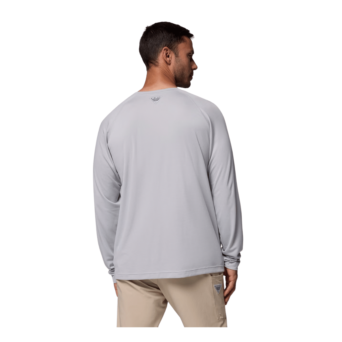 COLUMBIA PFG SOLAR STREAM LONG SLEEVE SHIRT - COOL GREY - BACK VIEW
