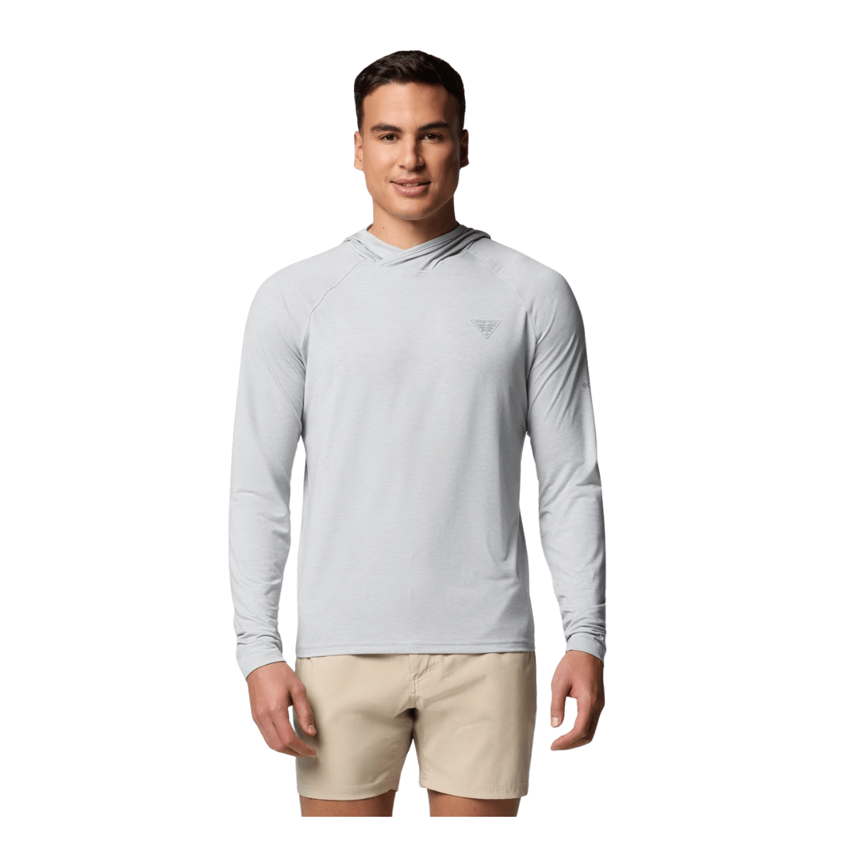COLUMBIA MEN'S PFG UNCHARTED HOODIE - COOL GREY HEATHER - FRONT VIEW