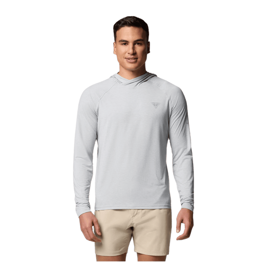 COLUMBIA MEN'S PFG UNCHARTED HOODIE - COOL GREY HEATHER - FRONT VIEW