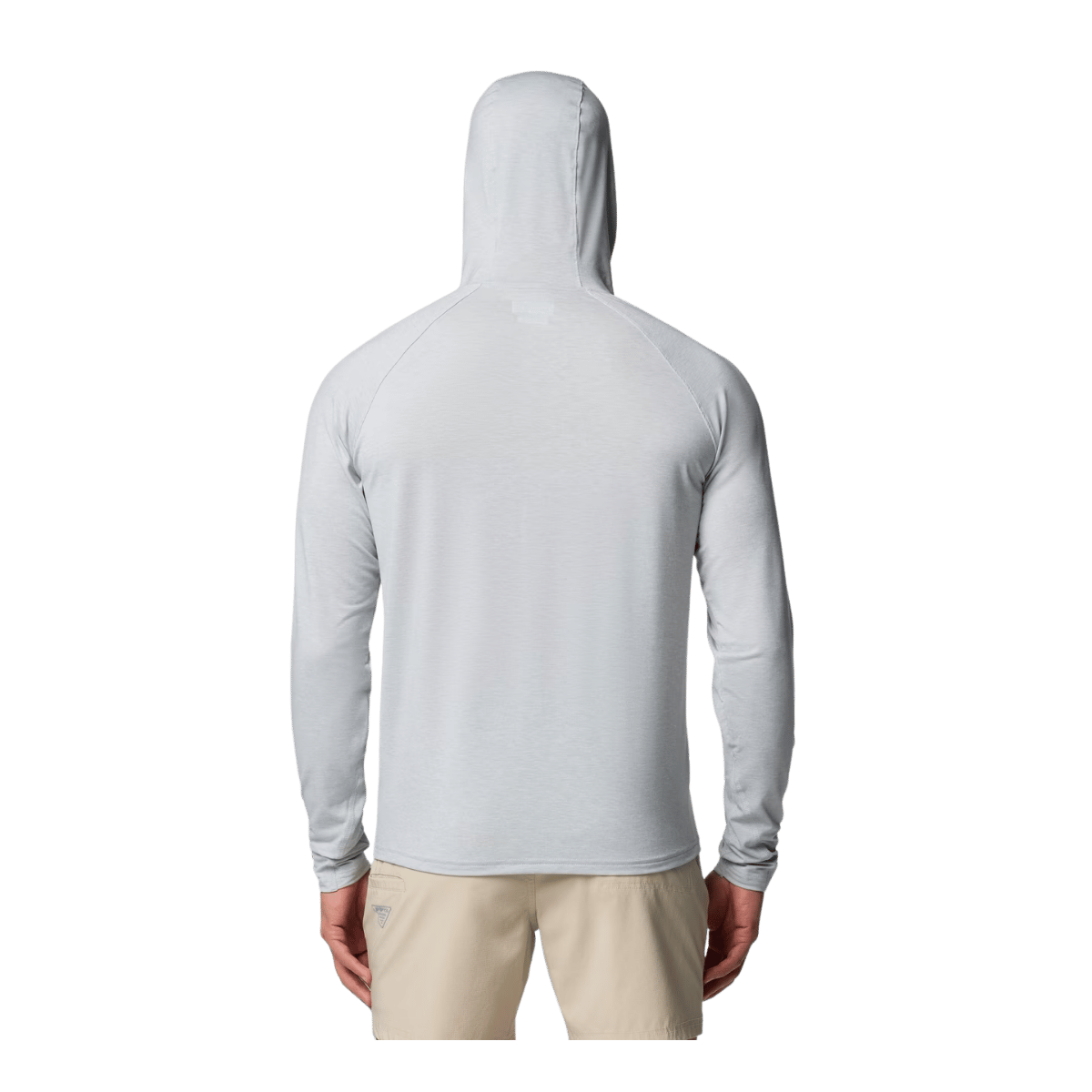 COLUMBIA MEN'S PFG UNCHARTED HOODIE - COOL GREY HEATHER - BACK VIEW
