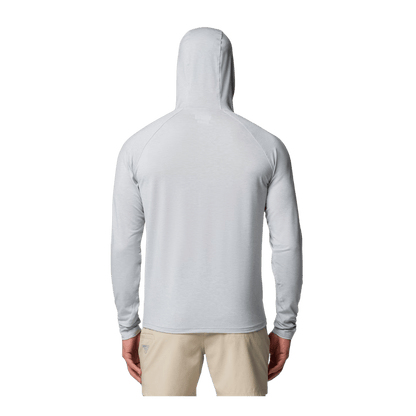 COLUMBIA MEN'S PFG UNCHARTED HOODIE - COOL GREY HEATHER - BACK VIEW