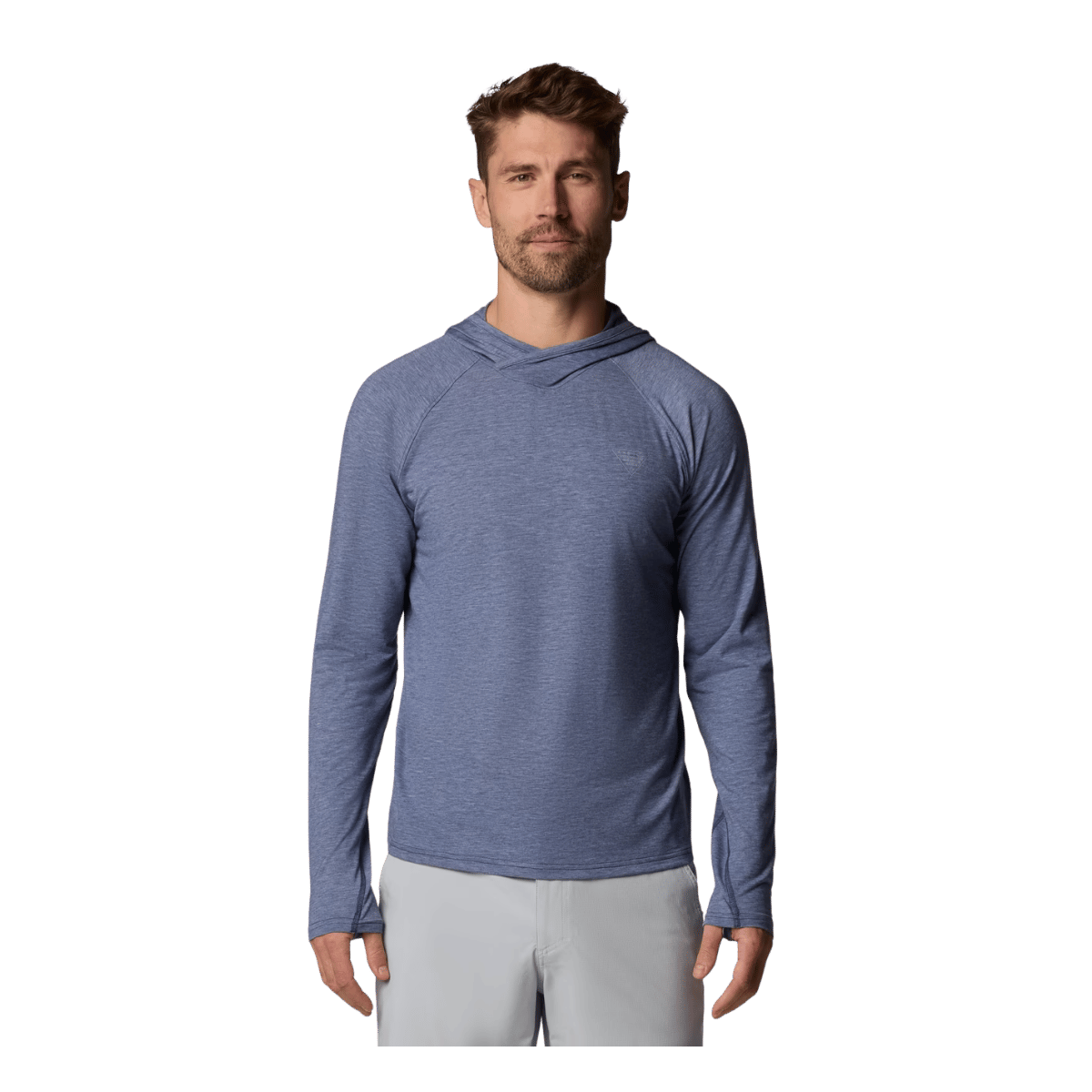 COLUMBIA MEN'S PFG UNCHARTED HOODIE - NOCTURNAL HEATHER - FRONT VIEW