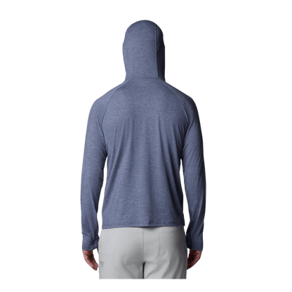 COLUMBIA MEN'S PFG UNCHARTED HOODIE - NOCTURNAL HEATHER - BACK VIEW