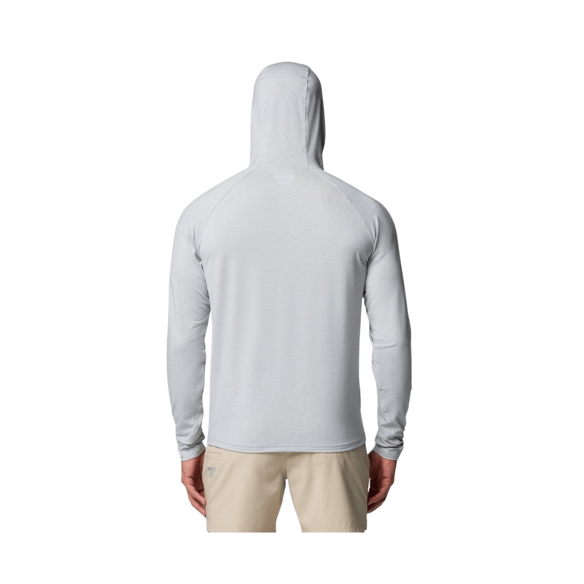 COLUMBIA MEN'S PFG UNCHARTED HOODIE SHIRT - COOL GREY HEATHER - BACK VIEW