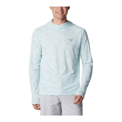 COLUMBIA MEN'S PFG UNCHARTED HOODIE SHIRT - ICY MORN - FRONT VIEW