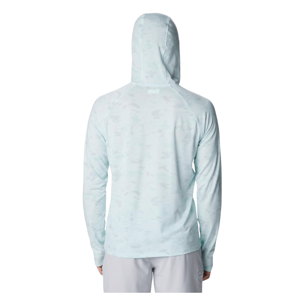 COLUMBIA MEN'S PFG UNCHARTED HOODIE SHIRT - ICY MORN - BACK VIEW